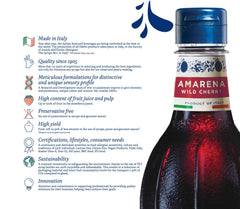 Versatile Fabbri Amarena Cherry syrup drizzled over desserts for rich cherry flavor.