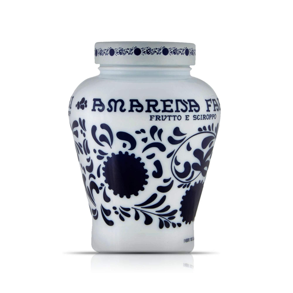 Fabbri Amarena Wild Cherries in syrup jar elevates desserts with rich, glossy fruit