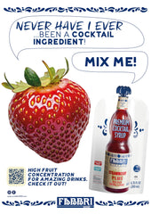 Fabbri strawberry syrup in glass enhances cocktails with natural ingredients.