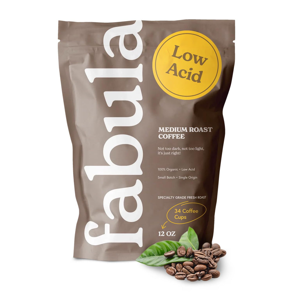 Fabula low acid coffee beans bag showing a gentle start to your day