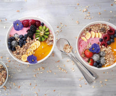 Bowl of prepared Bircher Muesli ready to eat with creamy texture