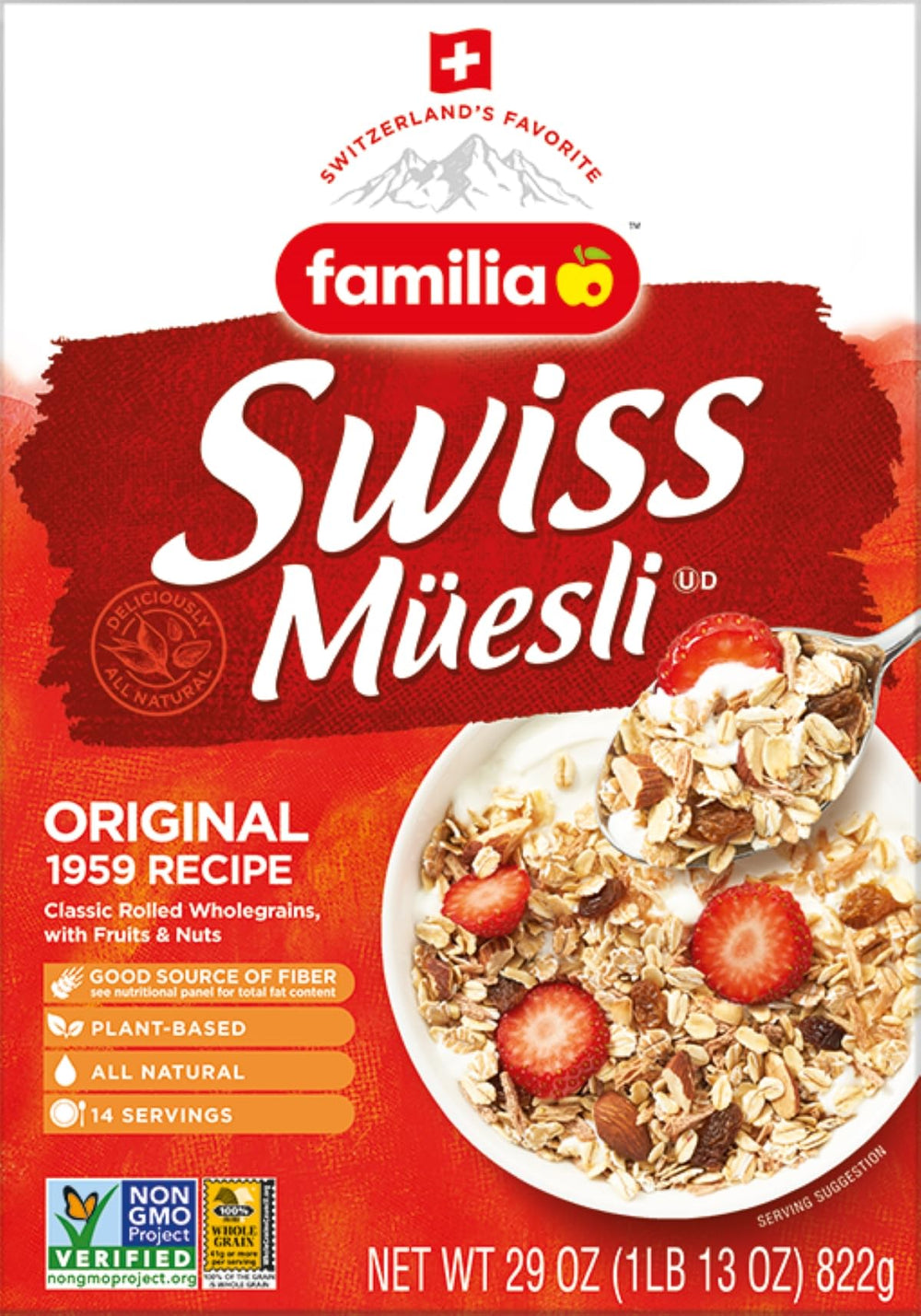 Familia Swiss Muesli original packaging in eco-friendly box.