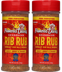 Famous Dave's Rib Rub 11oz 2-pack bottle for convenient BBQ seasoning.