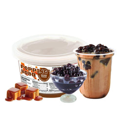 Fanale Brown Sugar Popping Boba Pearls close-up, ready-to-eat texture for desserts and drinks.