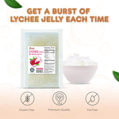 Fanale Coconut Jelly Topping lychee flavor boosts tropical bubble tea delight.