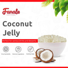 Fanale jelly texture close-up highlights nata de coco chew in desserts
