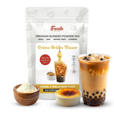 Fanale Creme Brulee powder packaging close-up highlighting premium ingredients for authentic flavor.