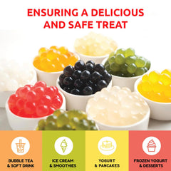 Fanale Mango Popping Boba Pearls in smoothie, enhances texture and taste.