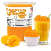 Fanale Mango Popping Boba Pearls in a jar, ready-to-use topping for desserts.