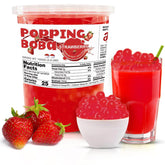 Fanale Strawberry Popping Boba Pearls close-up, ready-to-eat topping for drinks.