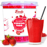 Fanale Strawberry Popping Boba Pearls ready-to-eat jar with juicy strawberry flavor for desserts