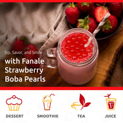 Fanale Strawberry Popping Boba Pearls ready-to-eat topping in seconds.