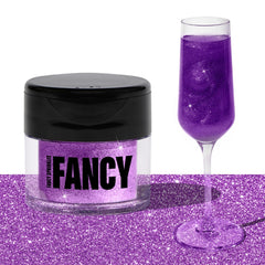 Fancy Sprinkles Easter Amethyst Glitter close-up on jar cap, premium sparkle for desserts