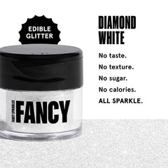 Fancy Sprinkles Diamond White glitter sparkles champagne glasses for party-ready drinks.