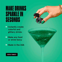 Fancy Sprinkles emerald green edible glitter on cupcakes adds shimmering decoration.