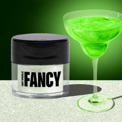 Fancy Sprinkles Glow Worm Green glitter bottle adds edible sparkle to drinks.