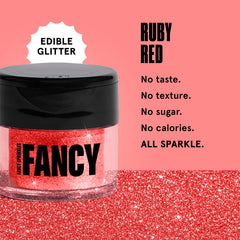 Fancy Sprinkles Ruby Red glitter in a drink adds a bright sparkle.