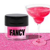 Fancy Sprinkles Tourmaline Pink edible glitter on jar showing premium sparkle for desserts and drinks