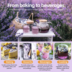 Fangkic lavender tea infusion ready, enhancing drinks with floral notes.