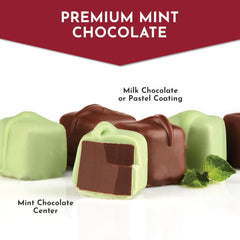 Interior view of Mint Meltaways gift box revealing arranged chocolates.