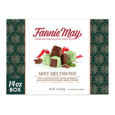 Fannie May Mint Meltaways gift box front, premium holiday chocolate gift