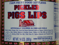 Farm Fresh pickled pigs lips served on plate, ideal for snack boards