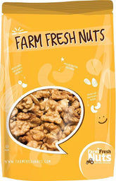 Farm Fresh Nuts dry roasted unsalted California walnuts in a 1lb bag, crunchy and protein-packed.