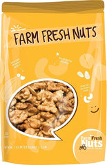 Farm Fresh Nuts dry roasted unsalted California walnuts in a 1lb bag, crunchy and protein-packed.