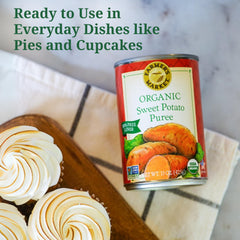 FARMER'S MARKET Organic Sweet Potato Puree back label highlights organic vegan ingredients