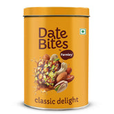 Farmley Protein Dates Bars jar on the table, a convenient on-the-go snack.