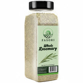 Fasori rosemary whole leaves 8 oz jar front label highlighting premium bulk seasoning.