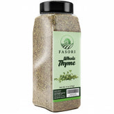 Fasori Thyme Leaves jar-front for premium dried thyme.