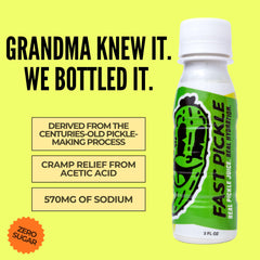 Fast Pickle Juice Shot six-pack package shot for on-the-go hydration.