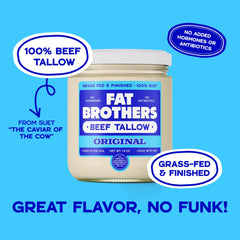 Close-up of Fat Brothers grass-fed tallow texture for rich, clean flavor