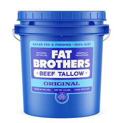 Fat Brothers Original Grass-Fed Tallow pail front view ideal for high-heat cooking