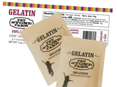 Fat Stone Farm beef gelatin powder dissolving smoothly in liquid for silky textures.