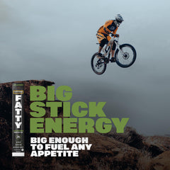 FATTY Meat Sticks nutrition visual shows 13 g protein per stick.