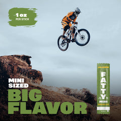 FATTY Mini Meat Sticks showcase grass-fed beef flavor and texture.