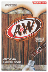 FCV A&W Root Beer box with on-the-go packets for quick refreshment.