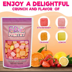 FD Pantry Fruit Burst Lemon: zesty bite with durable crunch for anytime enjoyment.