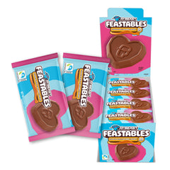 Feastables MrBeast caramel heart cups packaging shown for gifting and display