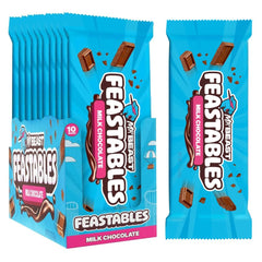Feastables MrBeast milk chocolate bar packaging front, inviting creamy indulgence