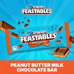 Ingredient label shows 7 simple ingredients and Fairtrade cocoa in Feastables.