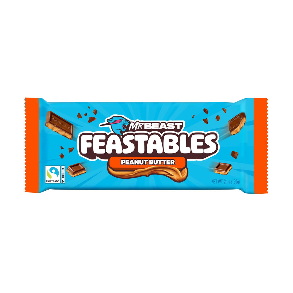 Feastables MrBeast king-size bar in packaging highlights shareable indulgence.