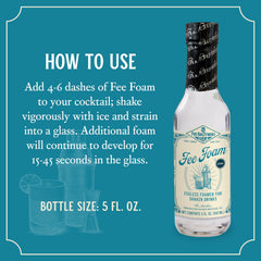 Fee Brothers Fee Foam labeled gluten-free and vegan-friendly ingredients.