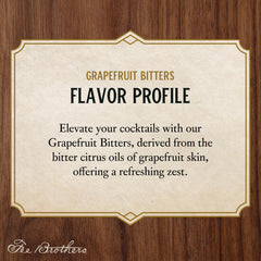 Fee Brothers Grapefruit Bitters label emphasizes gluten-free and vegan-friendly features for mindful mixing.