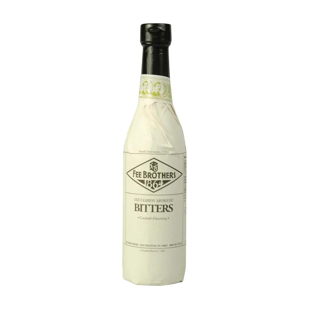 Fee Brothers Old Fashioned Bitters bottle with label, ideal for crafting classic cocktails.