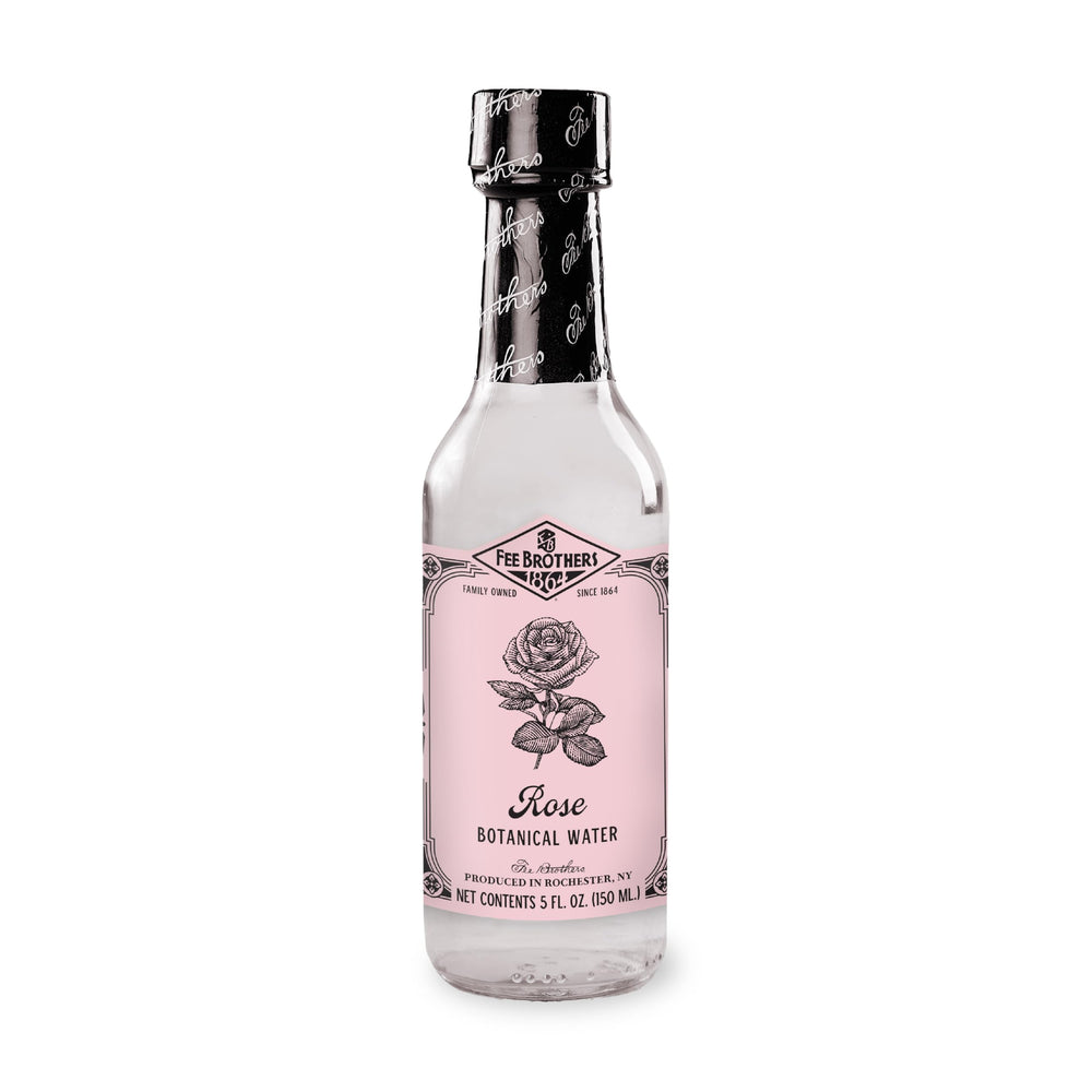 Fee Brothers Rose Botanical Water bottle front label showing floral flavor cues for cocktails
