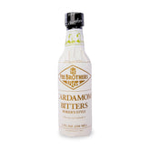 Fee Brothers Cardamom Bitters bottle label highlighting premium flavor enhancer for cocktails