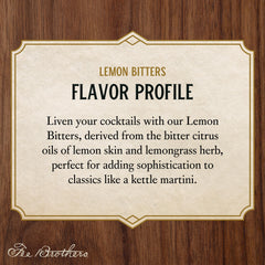 Fee Brothers Lemon Bitters label close-up emphasizing heritage and quality.